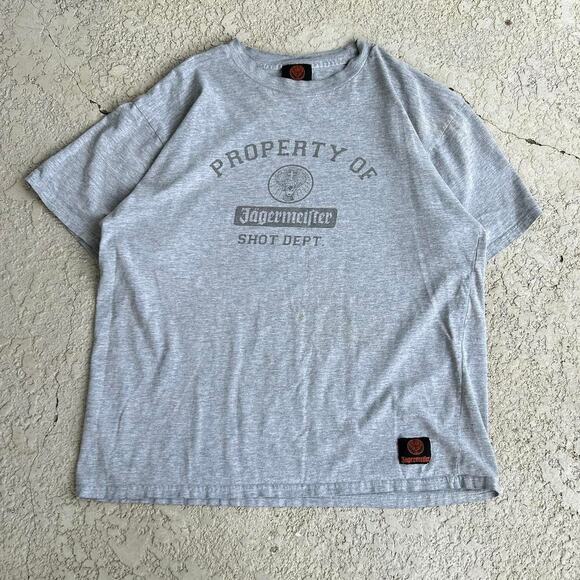 Vintage 90s Jägermeister Shot Department Heather Gray Tee. Sz XL - Picture 1 of 4
